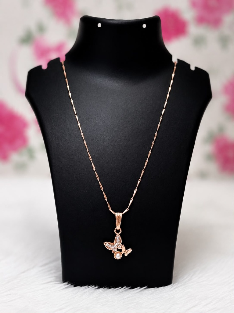 [NL010] Rose Flutter Pearl Pendant Necklace
