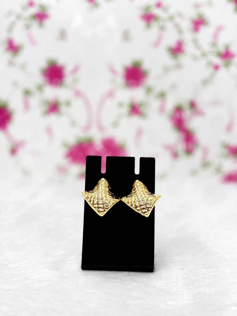 [ER015] Golden Quilted Bow Earrings