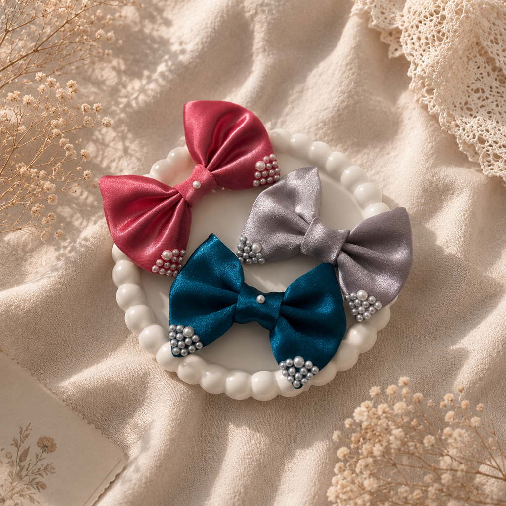 Satin Pearl Bows