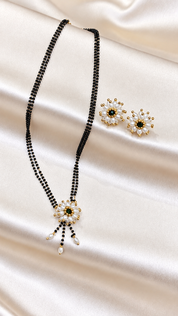 Flower Mangalsutra Set - Green